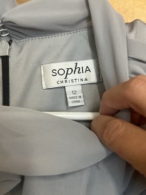 Sophia Christina Dress Womens 12 Black Silver Ruffle With Pockets - Thumbnail 2