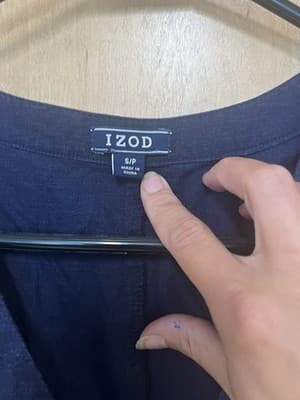 New IZOD Linen Blend Navy Belted Sleeveless Dress W/pockets Stretchy SIZE S - Thumbnail 2