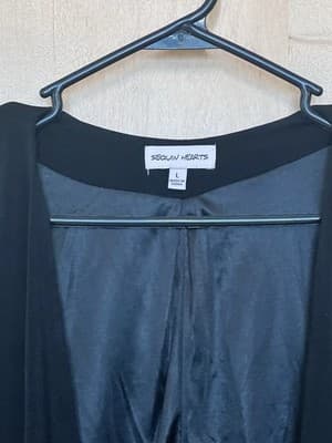 Sequin Hearts Womens Open Front Black Blazer Size L - Thumbnail 2