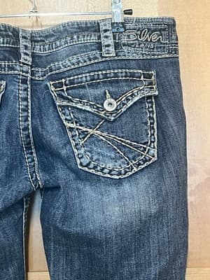 Silver Jeans Pioneer Bootcut Distressed Thick Stitch Denim Jeans W32 L33 - Thumbnail 6