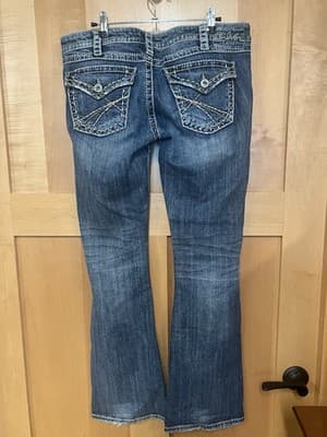 Silver Jeans Pioneer Bootcut Distressed Thick Stitch Denim Jeans W32 L33 - Thumbnail 5