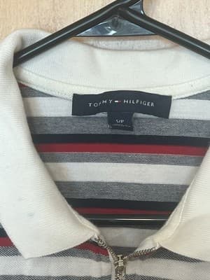 Tommy Hilfiger Women's Striped Zip Collar Polo Shirt Cotton Size Small - Thumbnail 2