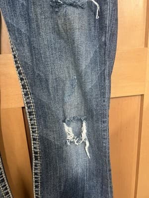 Silver Jeans Pioneer Bootcut Distressed Thick Stitch Denim Jeans W32 L33 - Thumbnail 2