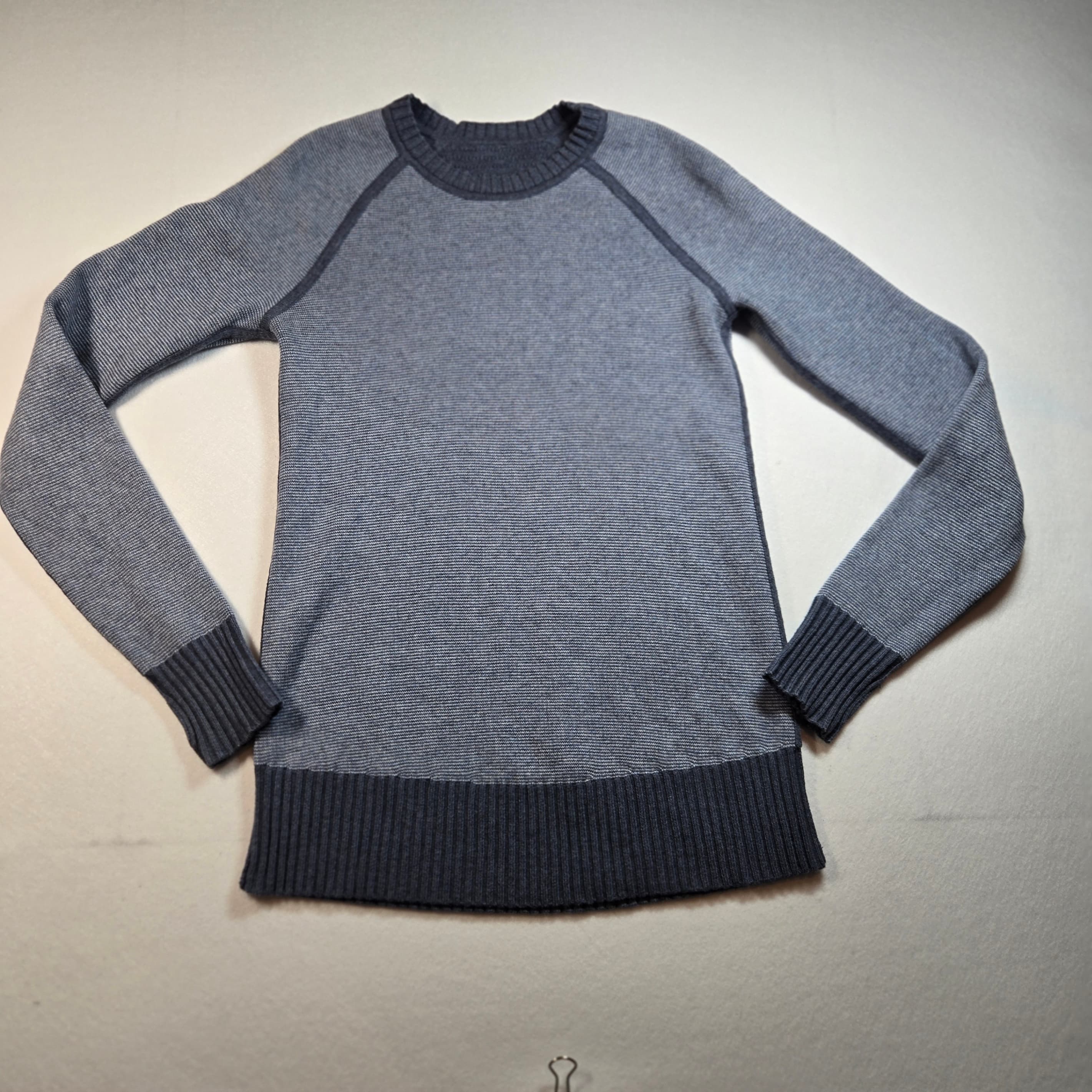Lululemon Blue Striped Sweater with Ribbed Hem
