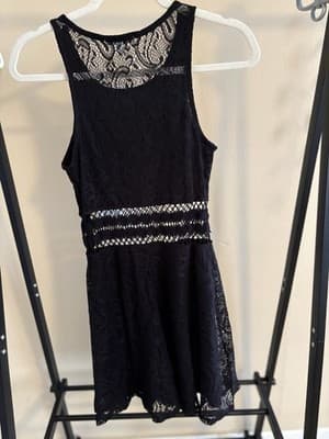 dELiA*s Black Lace Floral Fit & Flare Dress Small Short Mini Dress Retro Y2K - Thumbnail 3