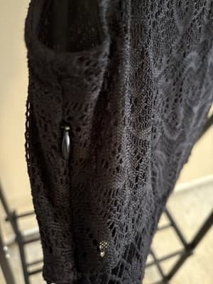 dELiA*s Black Lace Floral Fit & Flare Dress Small Short Mini Dress Retro Y2K - Thumbnail 2