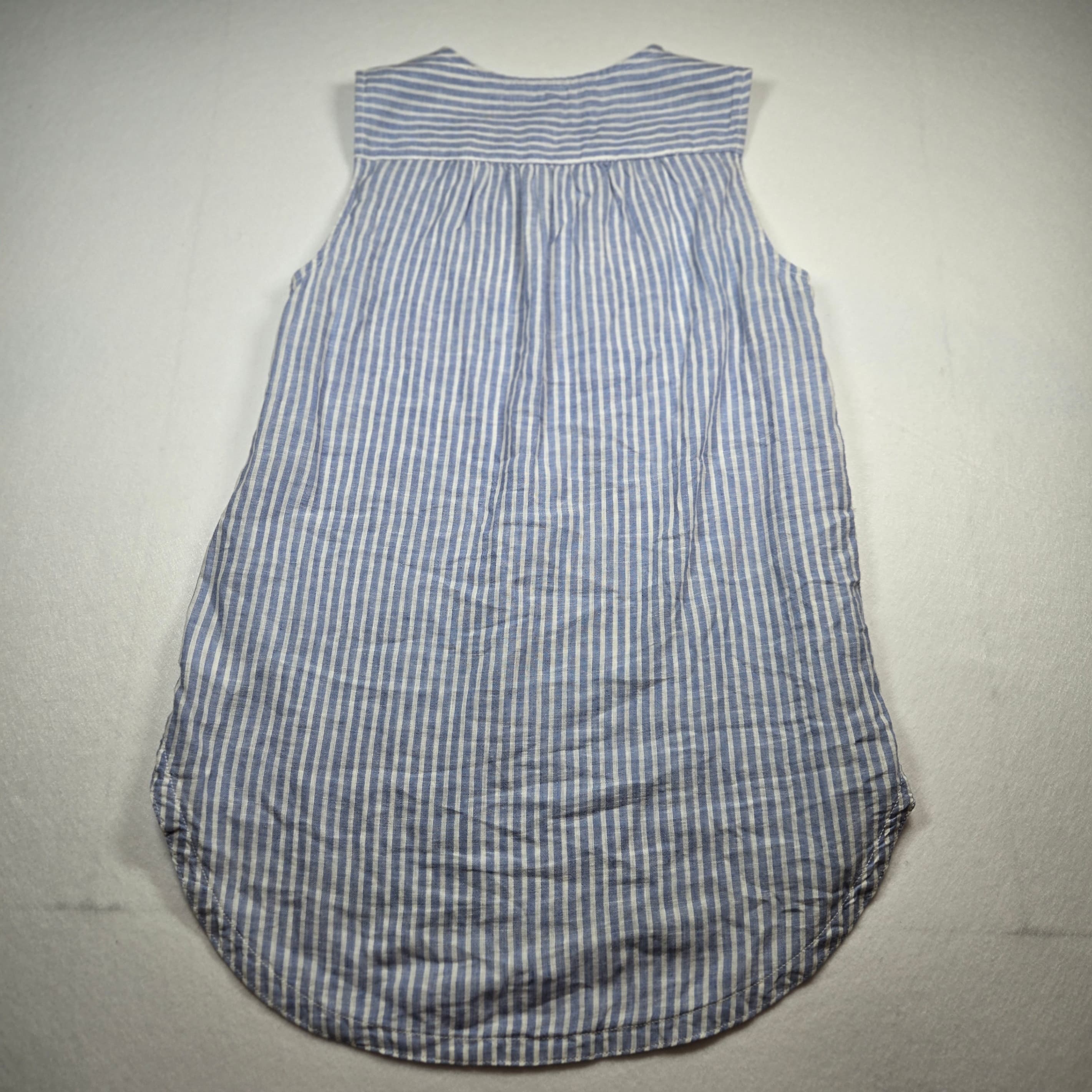 Beach Lunch Lounge Blue Striped Sleeveless Top with Embroidered Detail Size XS - Thumbnail 3