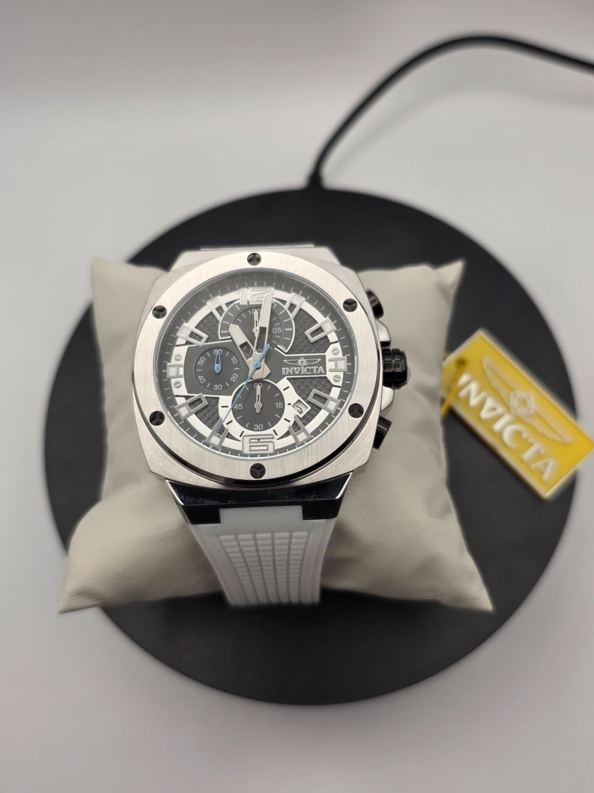Invicta Racing Turbo Men's Watch 47mm White w/ Silver Bezel & Black Dial NEW!