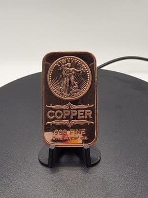 1 oz .999 Fine Copper Bar Liberty Eagle Design Bullion – Fast Ship