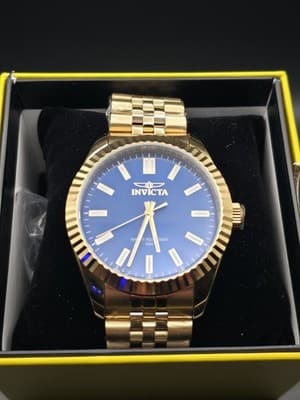 Invicta Specialty Oxford 47490 Men’s 43mm Gold Tone Blue Dial Watch