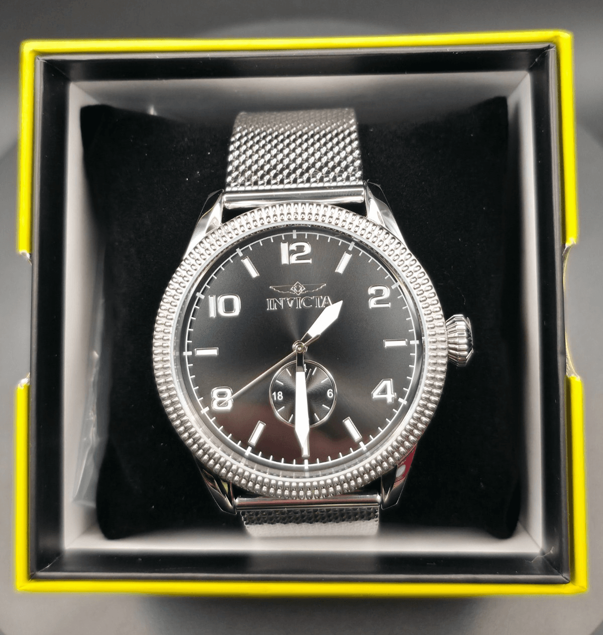 Invicta Vintage 47134 Men's 44mm Multifunction Black Dial Steel Watch Quartz New