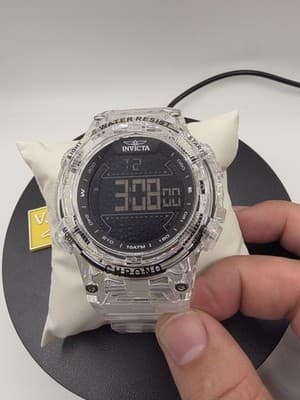 Invicta Racing Digital Watch Men Clear Chrono Round Translucent 49041 - 52mm