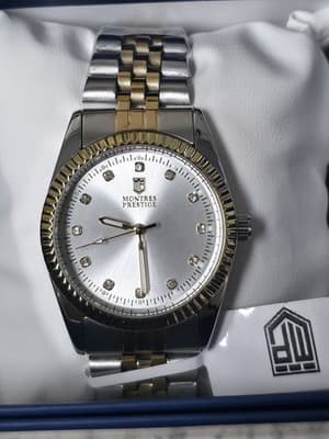 Montres Prestige MPW-0272 Men’s 38mm Gold Tone White Dial Watch - Thumbnail 2