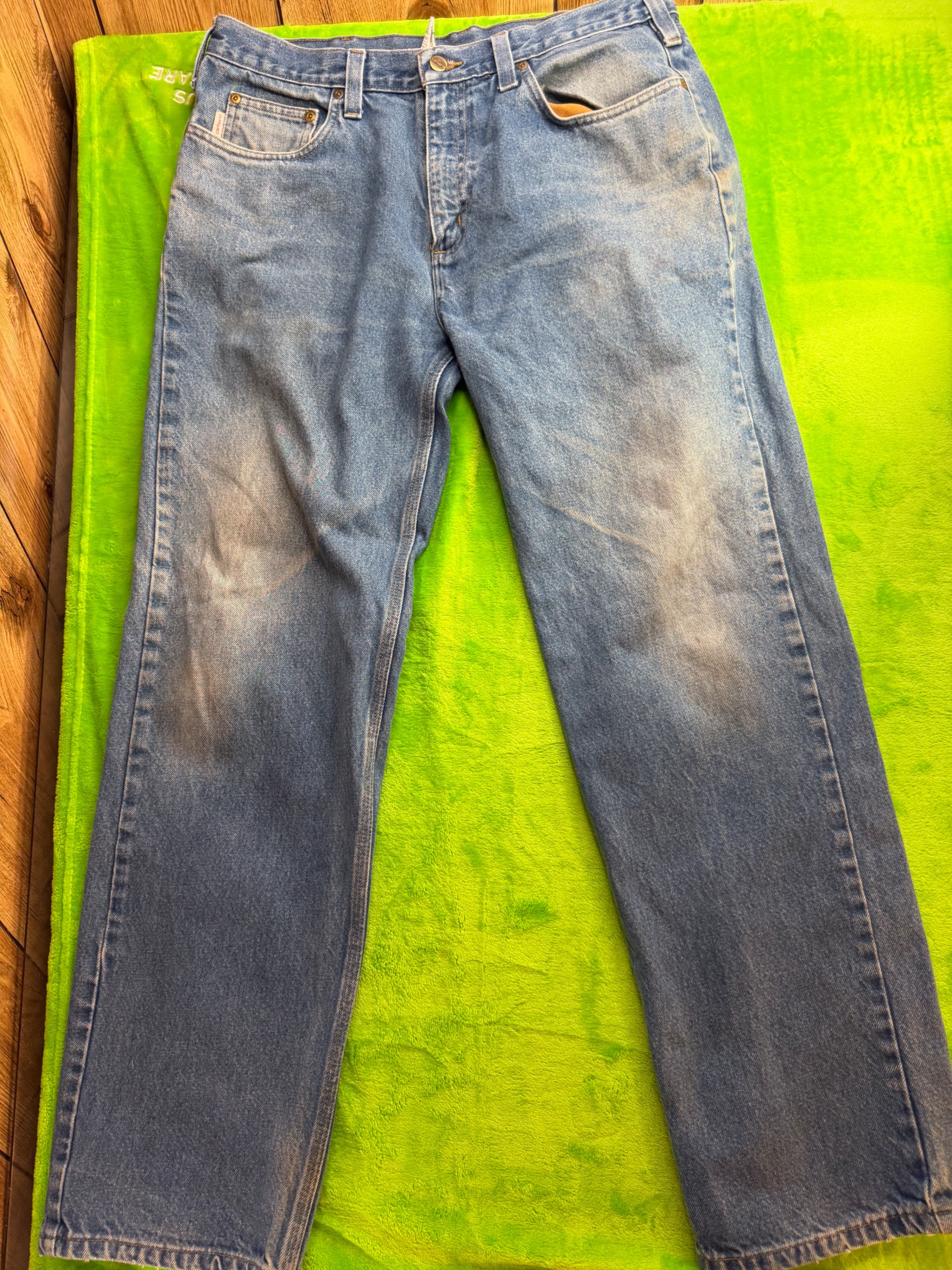 Carhartt B460 DVB Relaxed Fit Straight Leg Jeans Sz 36x32 Light Wash