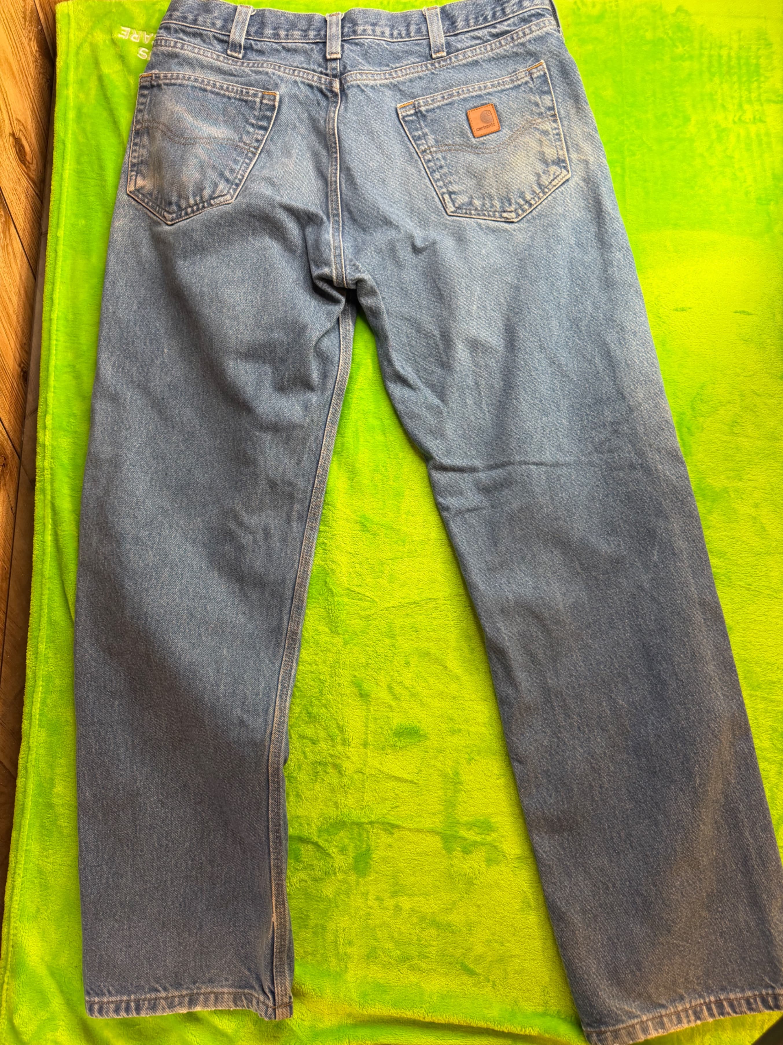 Carhartt B460 DVB Relaxed Fit Straight Leg Jeans Sz 36x32 Light Wash - Thumbnail 2