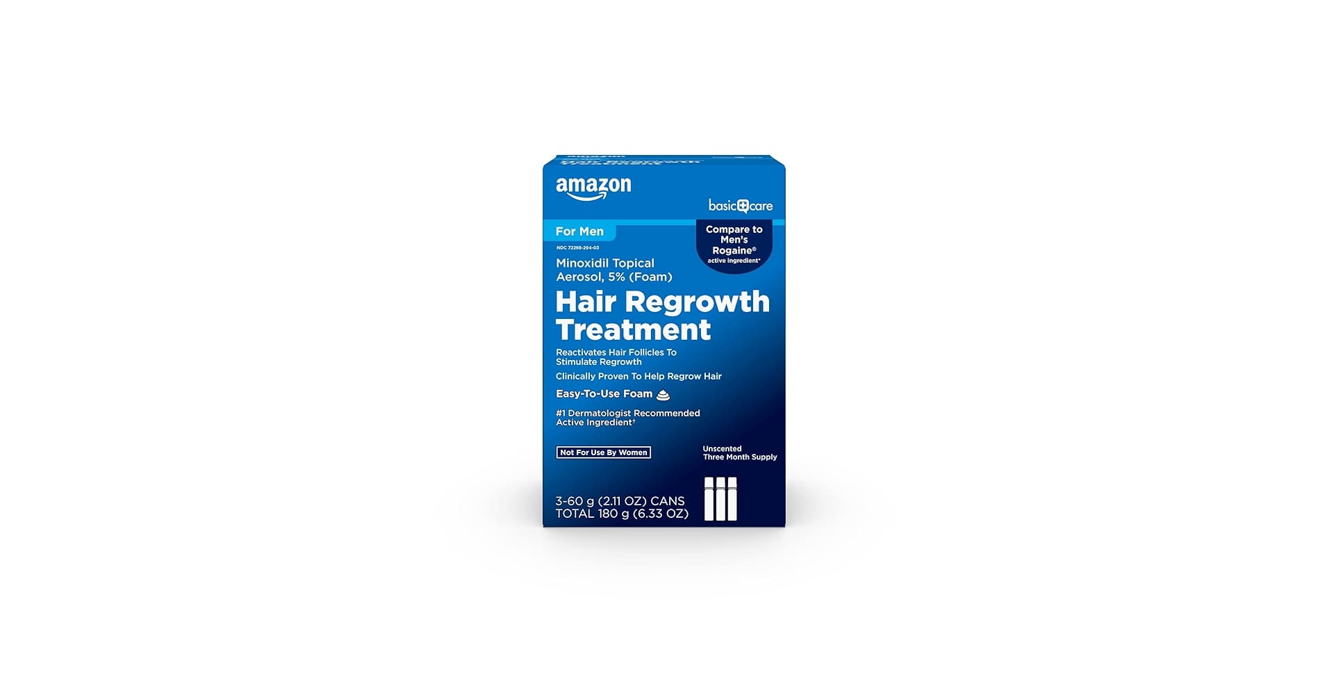 Amazon Basic Care Minoxidil Topical Aerosol 5 Foam Hair Regrowth Treatment for Men 6month Supply Unscented 211 Oz Pack of 6 - Thumbnail 6
