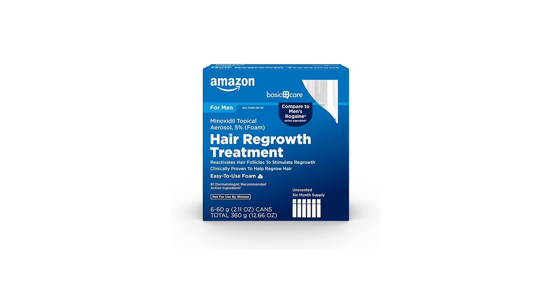 Amazon Basic Care Minoxidil Topical Aerosol 5 Foam Hair Regrowth Treatment for Men 6month Supply Unscented 211 Oz Pack of 6 - Thumbnail 5