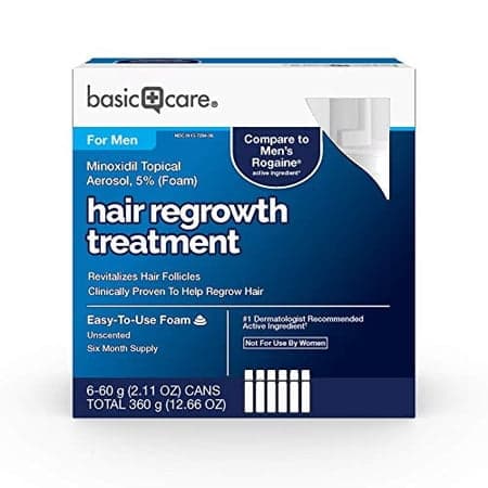 Amazon Basic Care Minoxidil Topical Aerosol 5 Foam Hair Regrowth Treatment for Men 6month Supply Unscented 211 Oz Pack of 6 - Thumbnail 2
