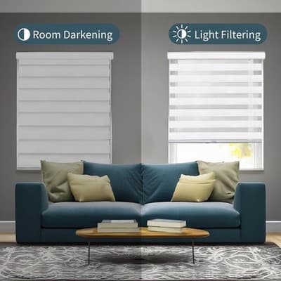 CHICOLOGY Zebra Blinds Cordless Window Shade Basic Arctic 72" W x 72" H - Thumbnail 6