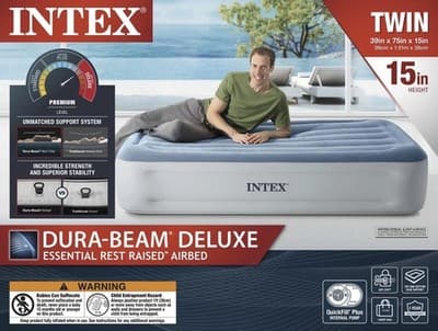 Intex 15" Twin Essential Rest Dura-Beam Airbed Mattress with Built-in Pump - Thumbnail 5