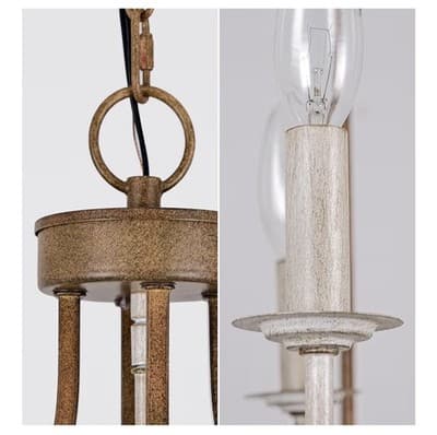 Retro 6-Light Drum Chandelier in Antique Bronze for Rustic Farmhouse Decor - Thumbnail 9
