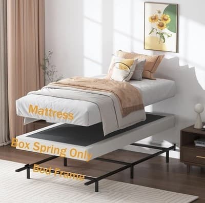 Sturdy Twin Box Spring Metal Frame Low Profile Quiet Mattress Foundation - Thumbnail 2
