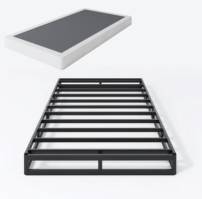 Sturdy Twin Box Spring Metal Frame Low Profile Quiet Mattress Foundation - Thumbnail 4