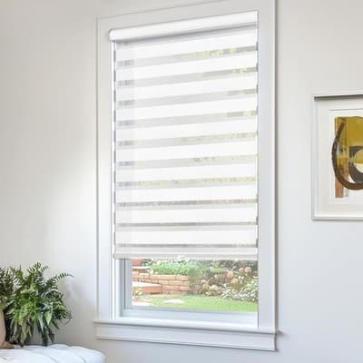 CHICOLOGY Zebra Blinds Cordless Window Shade Basic Arctic 72" W x 72" H - Thumbnail 2