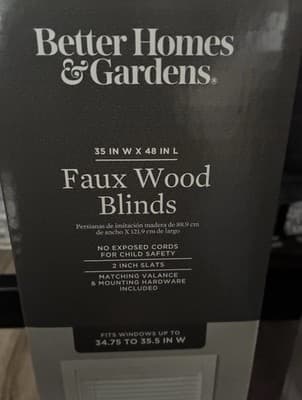 Better Homes & Gardens 2" Cordless Faux Wood Horizontal Blinds, White 35x48 - Thumbnail 2