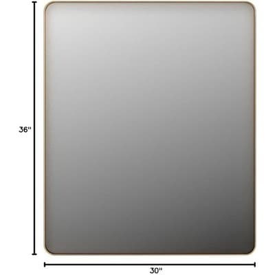 LOAAO 30x36 Gold Bathroom Mirror Rounded Rectangle Vanity Wall Mirror - Thumbnail 9