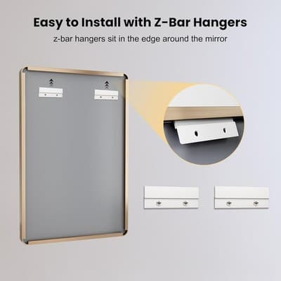 LOAAO 30x36 Gold Bathroom Mirror Rounded Rectangle Vanity Wall Mirror - Thumbnail 6
