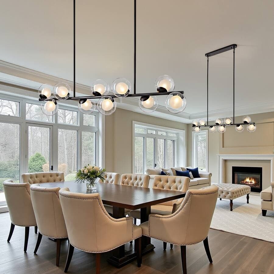 APLampar LH-441BL-10A Mid Century Modern 10-Light Globe Bubble Chandelier - Thumbnail 8