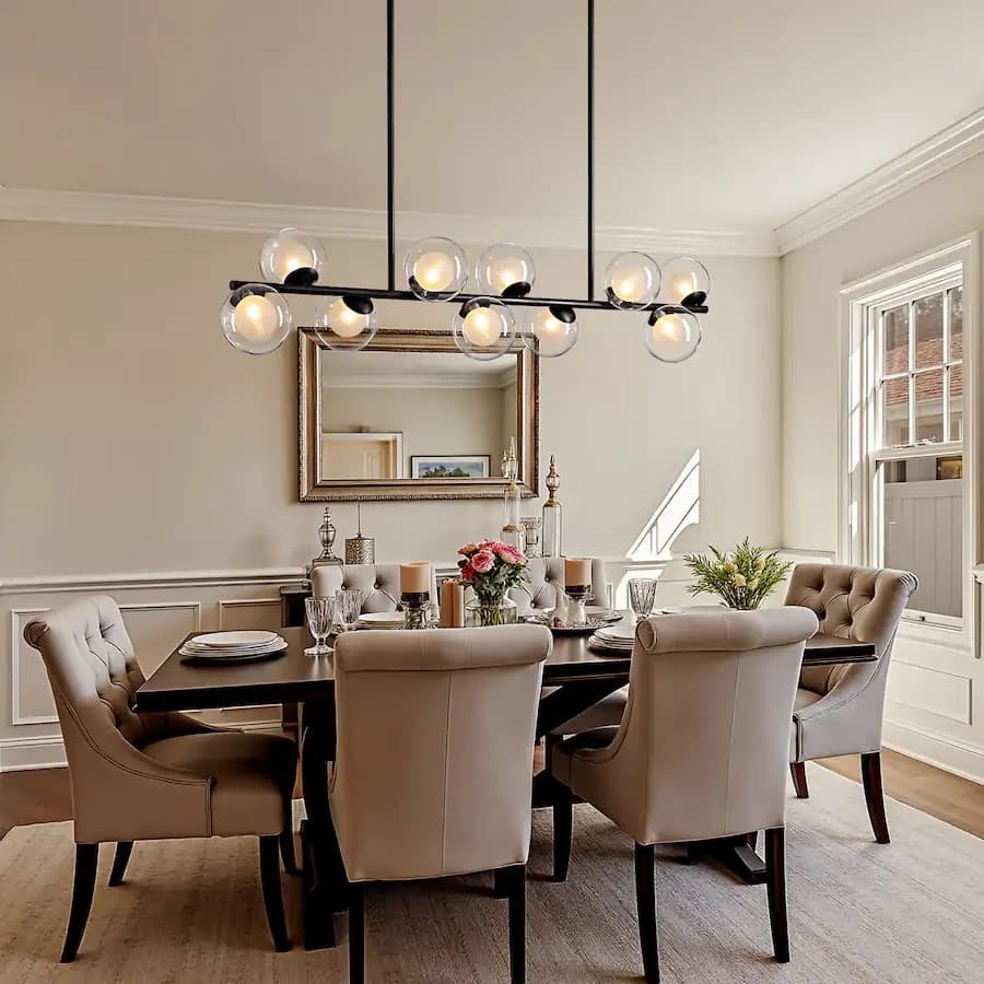 APLampar LH-441BL-10A Mid Century Modern 10-Light Globe Bubble Chandelier - Thumbnail 7