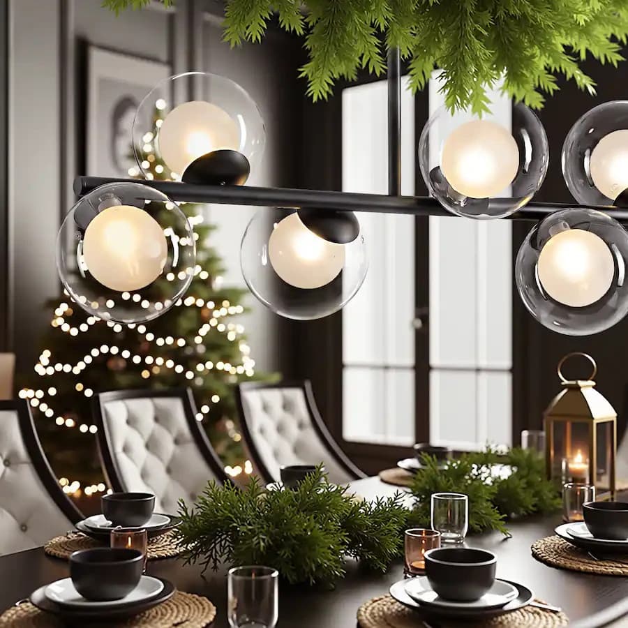 APLampar LH-441BL-10A Mid Century Modern 10-Light Globe Bubble Chandelier - Thumbnail 6
