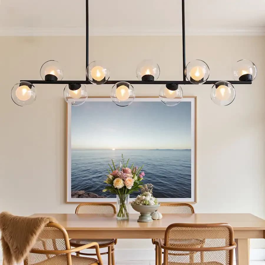 APLampar LH-441BL-10A Mid Century Modern 10-Light Globe Bubble Chandelier - Thumbnail 2
