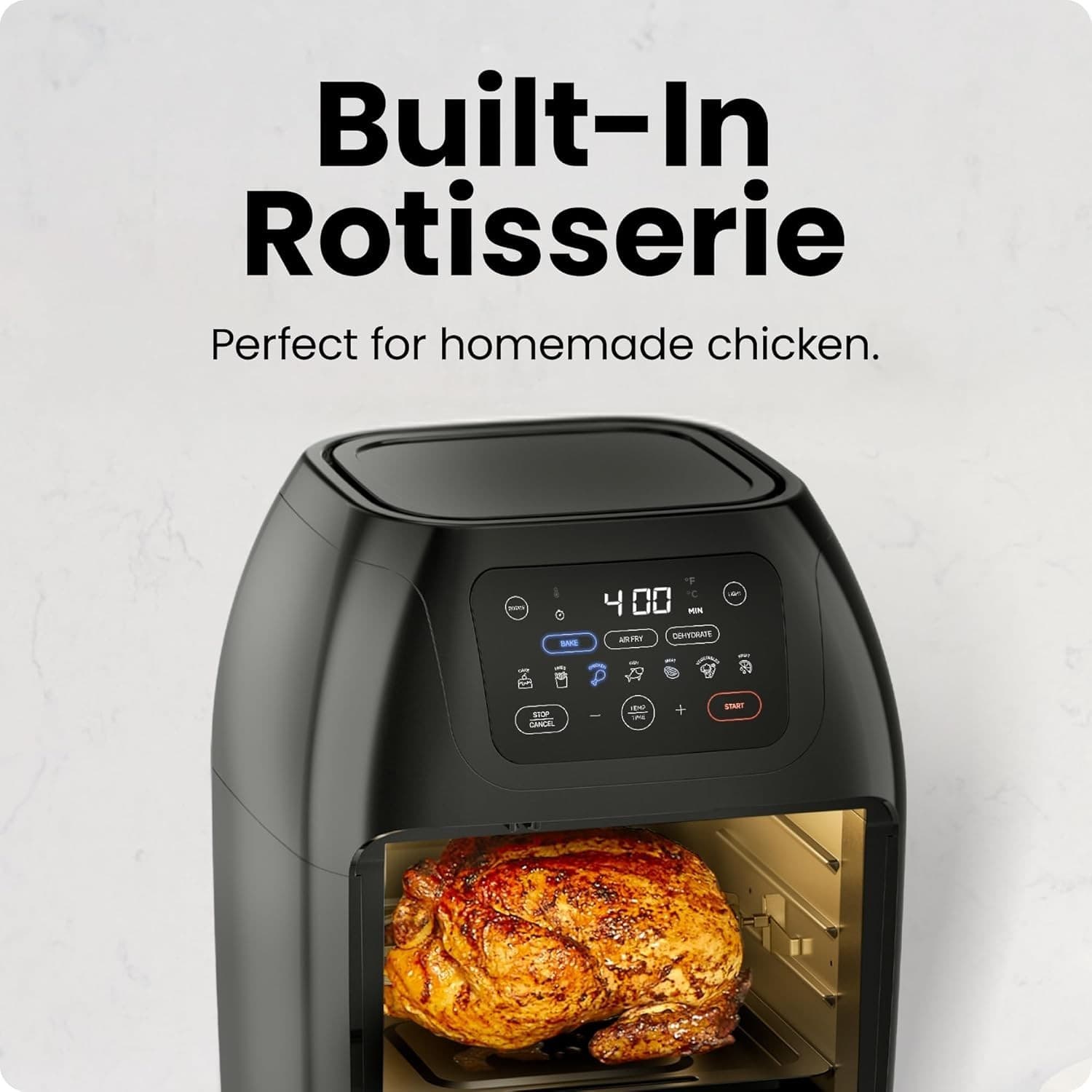 Chefman 10L Digital Air Fryer Oven Rotisserie Dehydrator Convection 17 Presets - Thumbnail 6