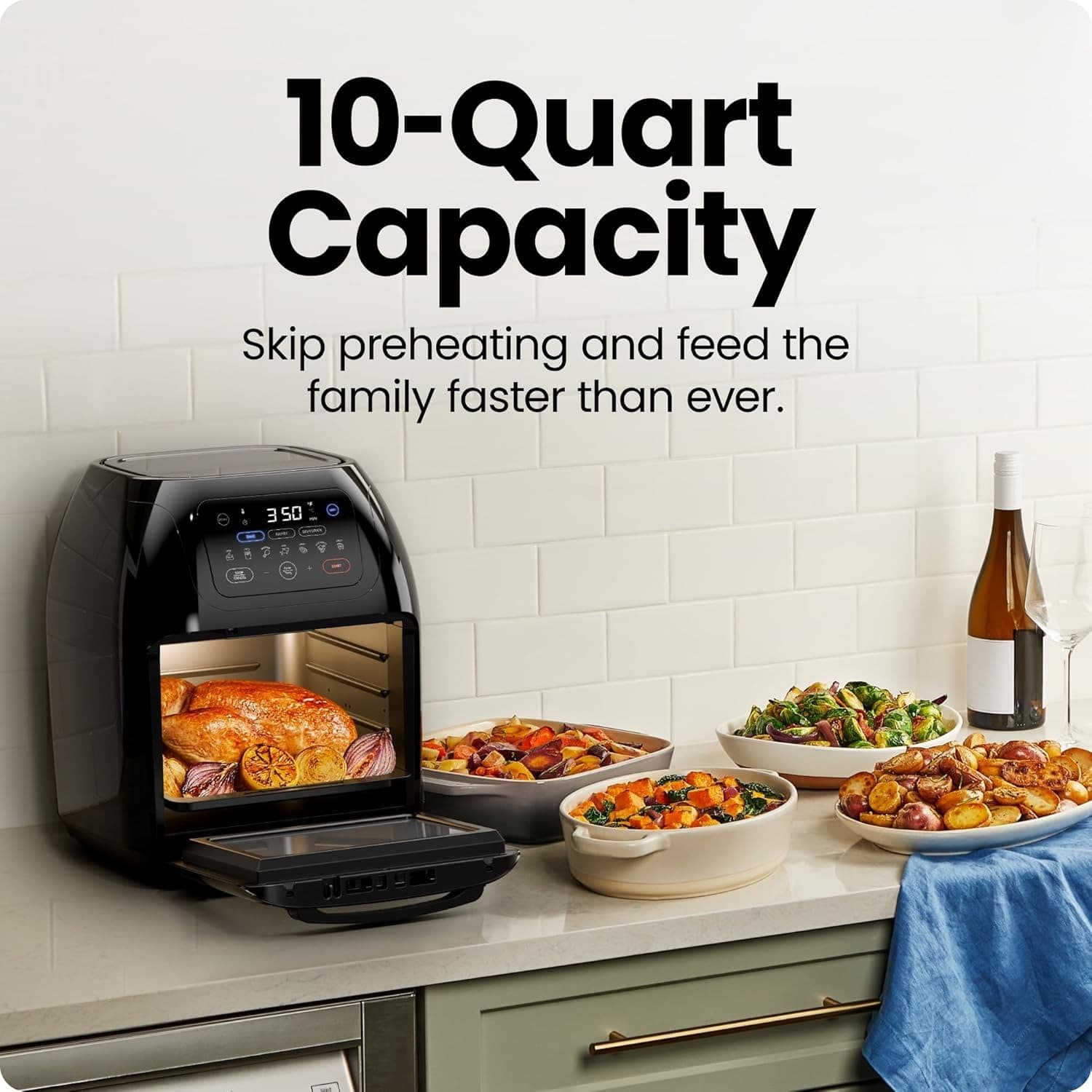 Chefman 10L Digital Air Fryer Oven Rotisserie Dehydrator Convection 17 Presets - Thumbnail 4