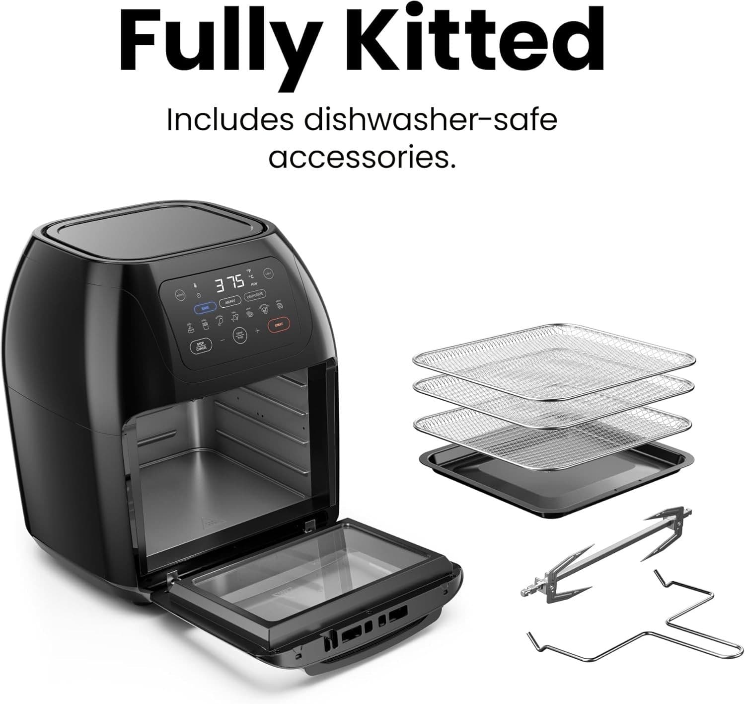 Chefman 10L Digital Air Fryer Oven Rotisserie Dehydrator Convection 17 Presets - Thumbnail 8