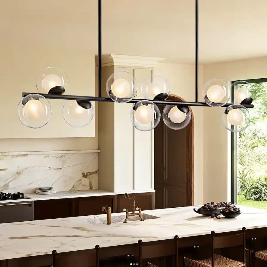 APLampar LH-441BL-10A Mid Century Modern 10-Light Globe Bubble Chandelier - Thumbnail 5