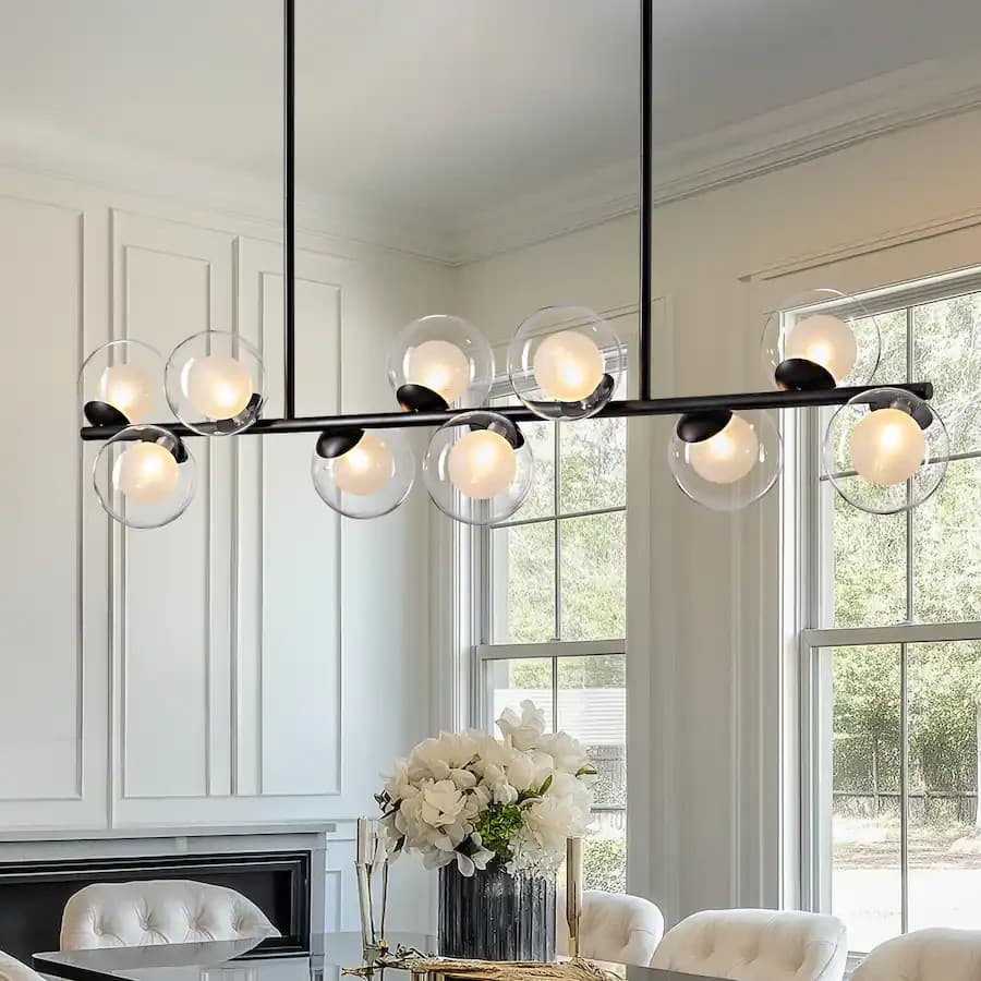 APLampar LH-441BL-10A Mid Century Modern 10-Light Globe Bubble Chandelier - Thumbnail 4