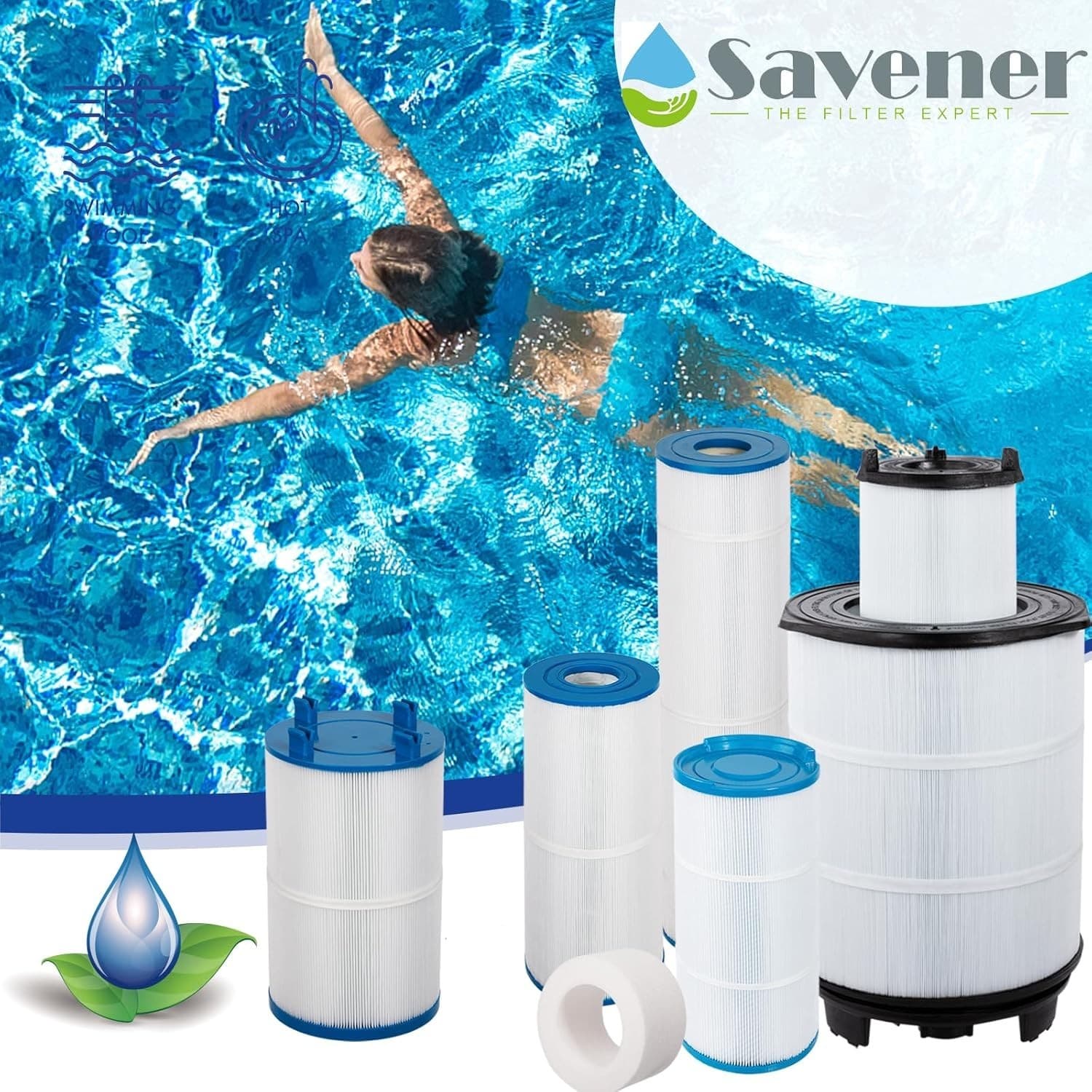 Savener 6CH-502 PAS50SV-F2M Hot Tub Spa Filter Cartridge 50 Sq Ft 4 Pack - Thumbnail 8