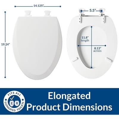 Bemis 1500EC 390 Lift-Off Wood Elongated Toilet Seat Cotton White - Thumbnail 2