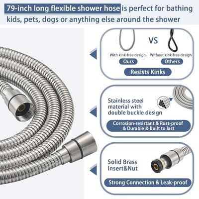 Bow Handheld Shower Head with Slide Bar Combo Brushed Nickel 27.5" - Thumbnail 7