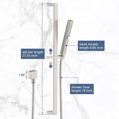 Bow Handheld Shower Head with Slide Bar Combo Brushed Nickel 27.5" - Thumbnail 8