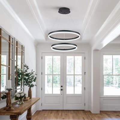 2-Rings Chandelier Black Modern LED Chandeliers 3000K-6500K - Thumbnail 5