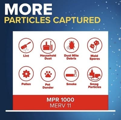 HVAC Air Filter 20x25x1 MERV 11 MPR 1000 Allergens 2 Pack Smart App Reminder New - Thumbnail 2
