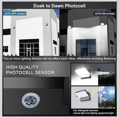 Modern Sleek LED Flood Light, 360° Rotatable 120W Commercial Wall Pack with D... - Thumbnail 3