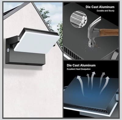 Modern Sleek LED Flood Light, 360° Rotatable 120W Commercial Wall Pack with D... - Thumbnail 5