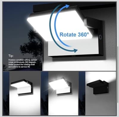 Modern Sleek LED Flood Light, 360° Rotatable 120W Commercial Wall Pack with D... - Thumbnail 9