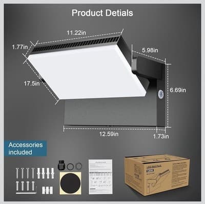 Modern Sleek LED Flood Light, 360° Rotatable 120W Commercial Wall Pack with D... - Thumbnail 4